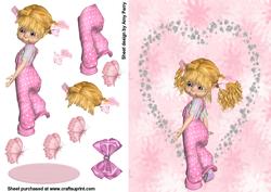 Pretty Pink Kiki Girl in Diamond Frame