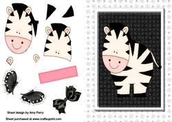 Cute Zebra with 3D Effect