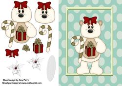 White Christmas Bear with Red Present