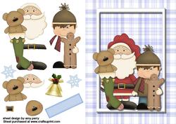 Santa & a Little Boy in White Frame