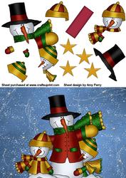 Family of Snowmen on Starry Backing Paper