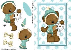 Cute Pale Blue Bear in Pale Blue Frame