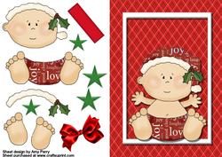 Cute Christmas Baby Boy in White Frame