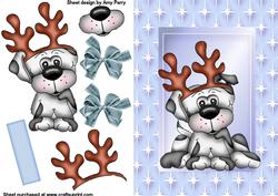 Cute Reindeer Dog in Blue Star Frame