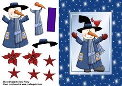 Lovely Blue Snowman in Blue Twinkle Frame