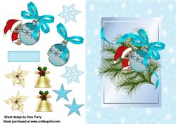 Cute Little Mouse Hugging a Bauble with Aqua Bow