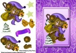 Cute Little Chipmunk with a Purple Hat