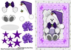 Lovely Little Bear with Purple Hat & Bow