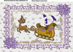 Pretty Purple Santa in His Sleigh