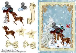 Winter Animals in Cream & Gold Frame