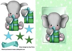 Cute Elephant in Pale Green Frame
