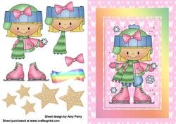Cute Little Snow Girl in Multicoloured Frame