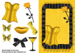 Sexy Yellow Basque in Black Frame