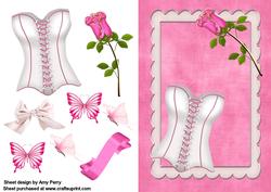Lovely White Basque with Pink Glass Rose