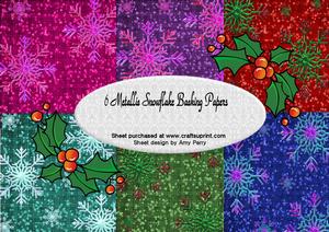 6 Pretty Metallic Snowflake Backing Sheets