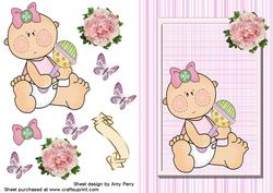 Adorable Baby Girl with Pink Rose