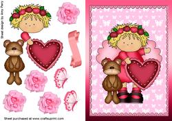 Pretty Valentine Girl with Teddy Bear