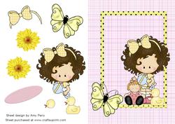 Pretty Little Girl in Butterfly Frame
