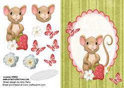 Cute Mouse with Strawberrys