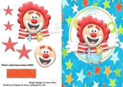 Funny Birthday Clown on Star Backing Paper