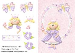 Little Princess in a Frame with a Lilac Butterfly