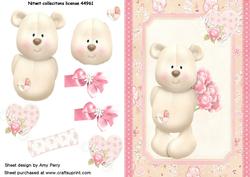 Cute Teddy Bear Hiding Roses