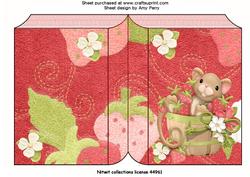 Cute Mouse with Strawberrys Book Card