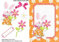 Cute Bunny with Flower in Square Frame