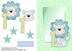 Birthday Lion Blue Number 1