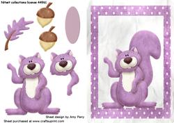 Cute Purple Squirrel in Purple Polka Dot Frame