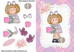 Pretty Little Girl with Flower and Easter Egg