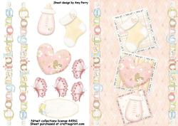 3 Cube Baby Girl with Congratulations Border