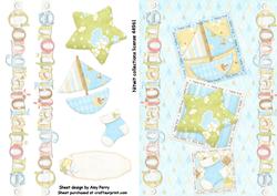 3 Cube Baby Boy with Congratulations Border