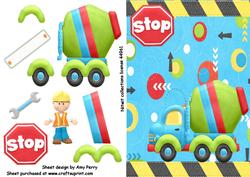 Dumper Truck with Red Stop Sign