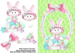 Bunny in Pink Oval Frame with Bow
