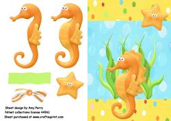 Pouting Sea Horse with Star Fish