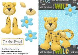 Cute Leopard with Blue Corner Flower