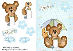 Cute Baby Boy Bear with Bottle