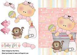 Baby Girl with Monkey Teddy Bear