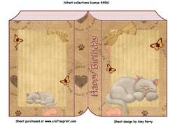 Sleeping Grey Cat with Brown Bow Book