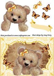 Cute Brown Teddy Bear with Orange Bow