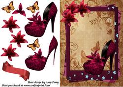 Lovely Pink Shoe with Pink Lillies