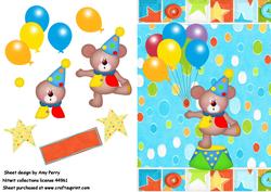 Cute Clown Bear with Balloons