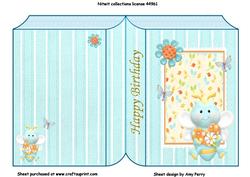 Cute Blue Bee in Orange Floral Frame