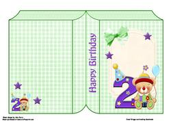 Little Clown Bear with Number 2 Book Card