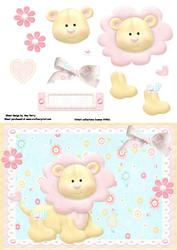 Cute Pink Lion in Pink Frill Frame