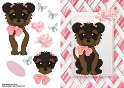 Cute Yorkie in Pretty Pink Frame
