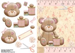 Cute Bear with Cotton Reel & Sewing Needle