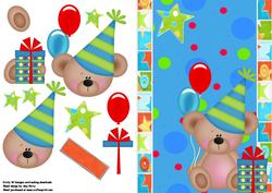 Cute Birthday Bear with Balloons & Present