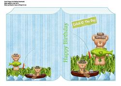 Cute Fishing Bear with Fish and a Bear in a Boat